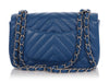 Chanel Mini Blue Chevron-Quilted Caviar Rectangular Classic