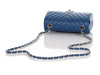 Chanel Mini Blue Chevron-Quilted Caviar Rectangular Classic