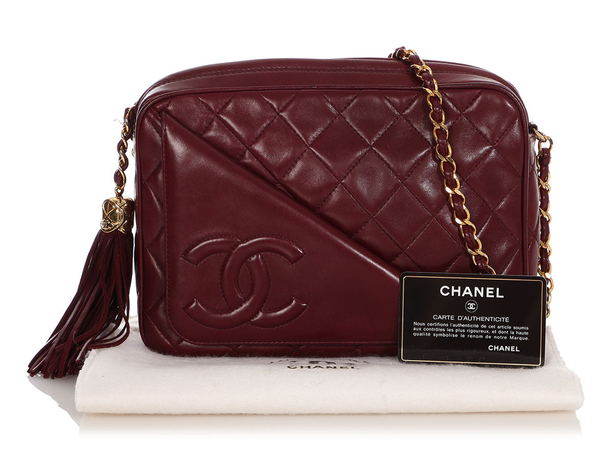 Chanel Vintage Medium Burgundy Quilted Lambskin Pocket Camera Bag
