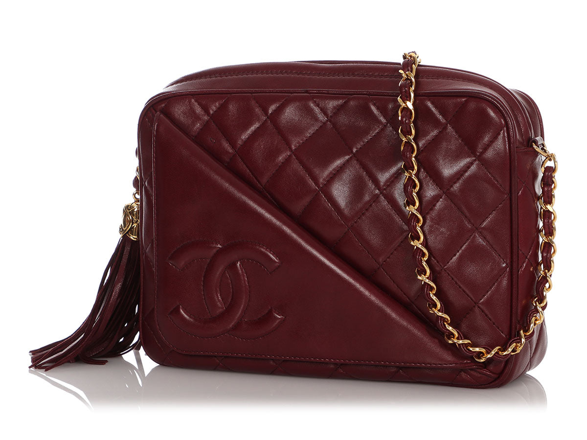 Chanel Vintage Medium Burgundy Quilted Lambskin Pocket Camera Bag