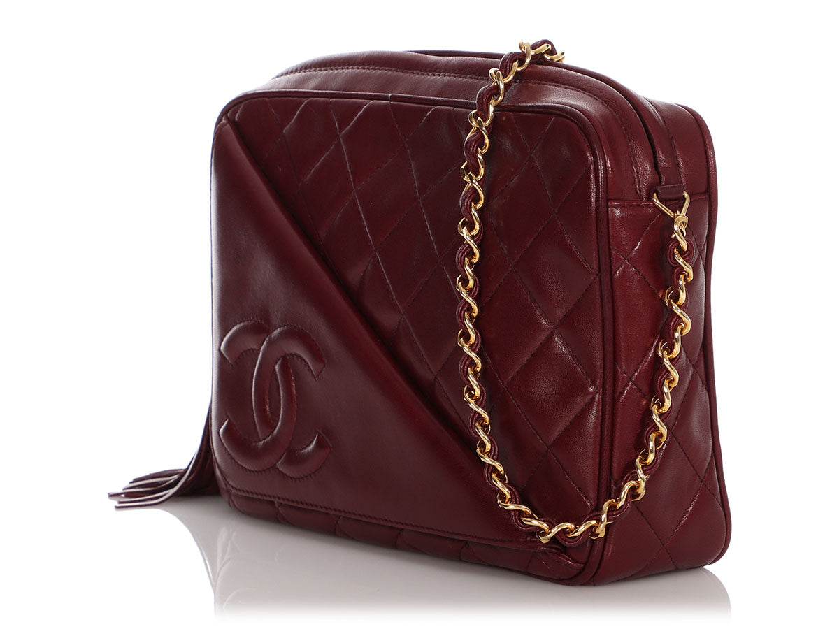 Chanel Vintage Medium Burgundy Quilted Lambskin Pocket Camera Bag