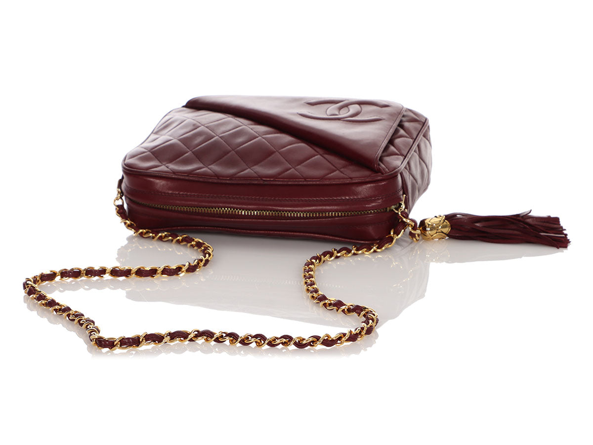 Chanel Vintage Medium Burgundy Quilted Lambskin Pocket Camera Bag