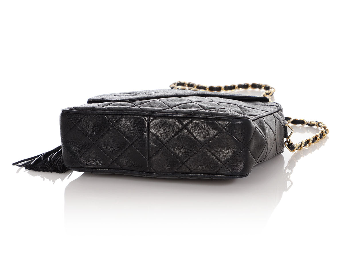 Chanel Vintage Small Black Quilted Lambskin Front Pocket Camera Bag