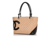 Chanel Beige and Black Quilted Calfskin Cambon Tote