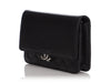 Chanel Black Part-Quilted Grained Calfskin Box Wallet On Chain