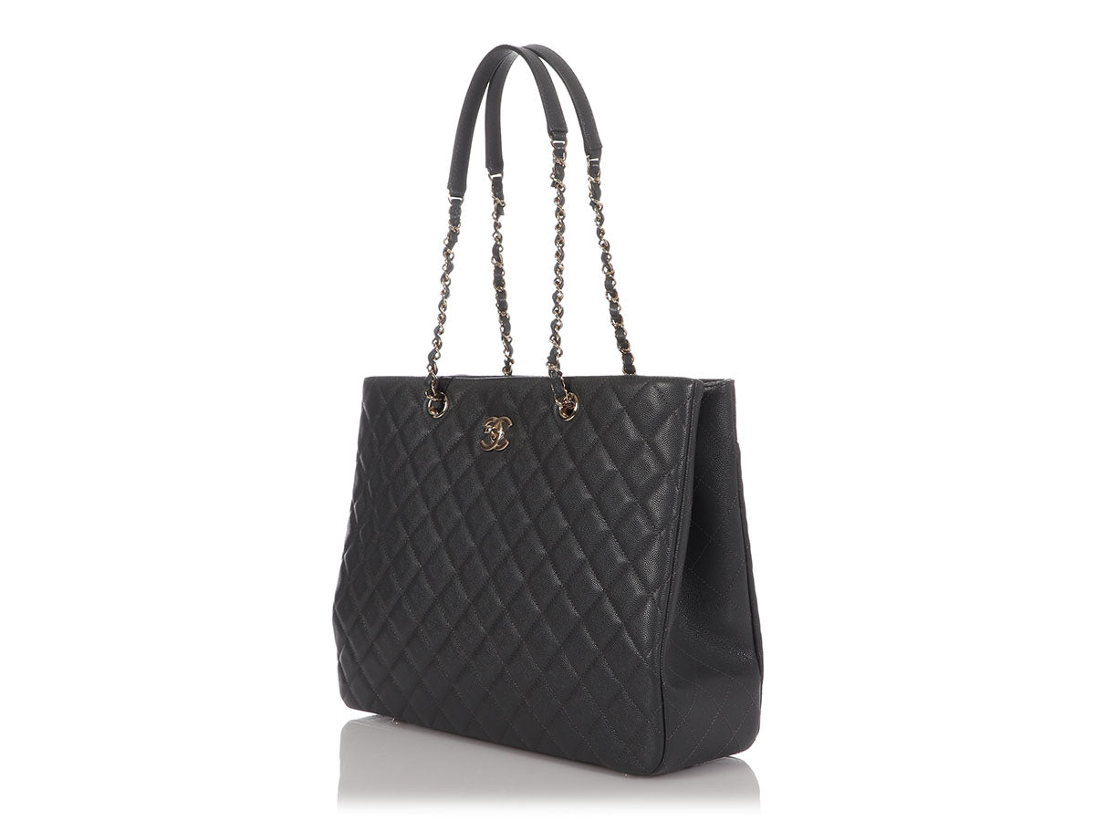 Chanel XL Black Quilted Satin Tote by Ann's Fabulous Finds