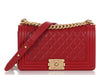 Chanel Old Medium Red Quilted Lambskin Boy Bag