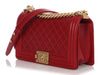 Chanel Old Medium Red Quilted Lambskin Boy Bag