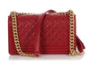 Chanel Old Medium Red Quilted Lambskin Boy Bag