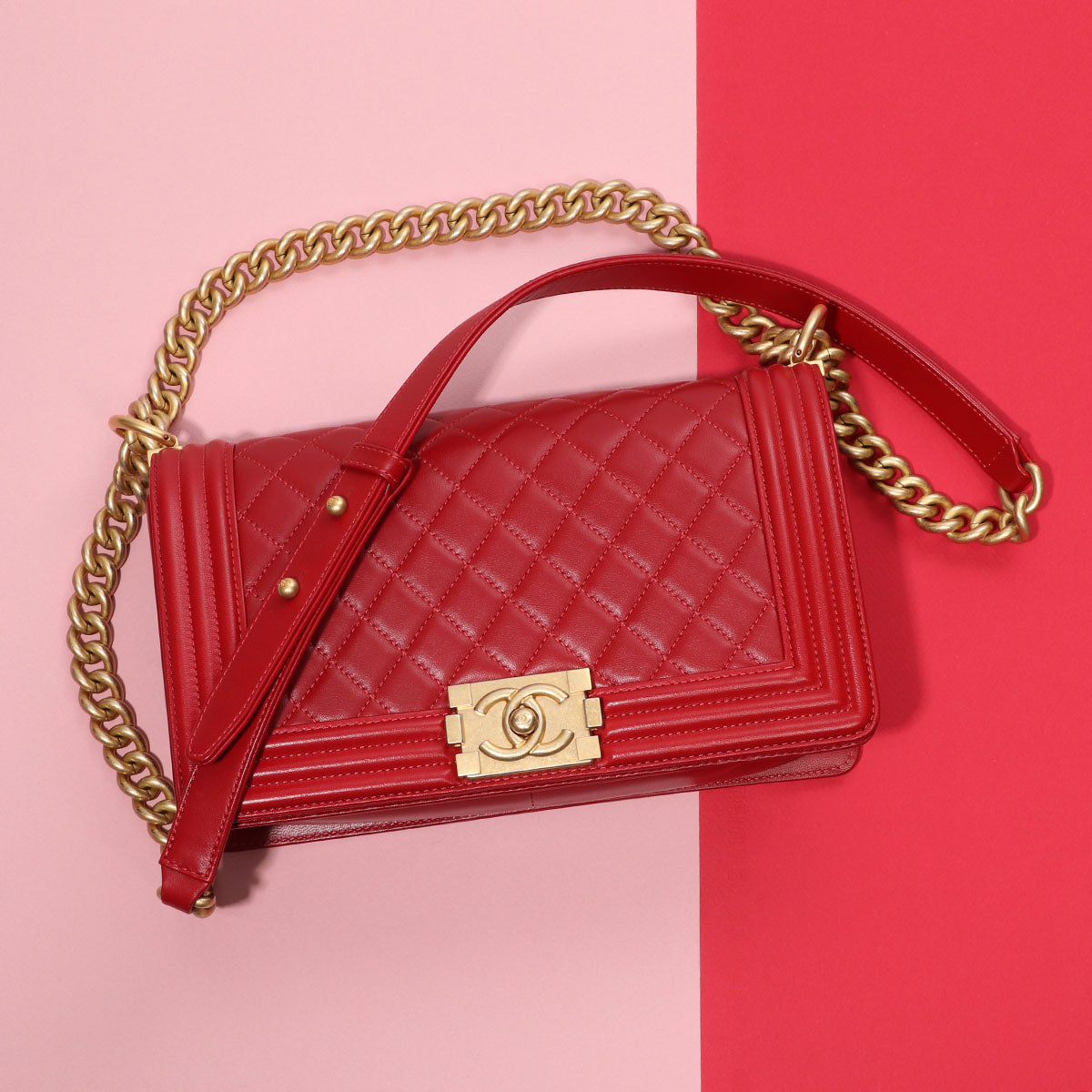 red leather chanel bag