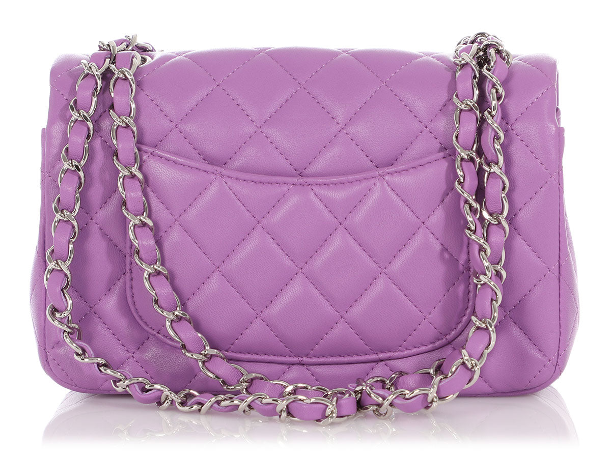 Timeless Chanel Purple Quilted Lambskin Mini Rectangular Classic