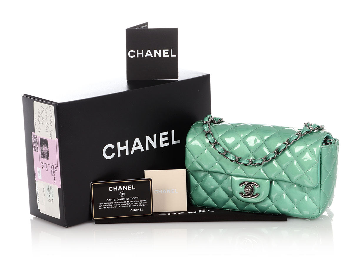 Chanel Mini Green Quilted Patent Classic by Ann's Fabulous Finds