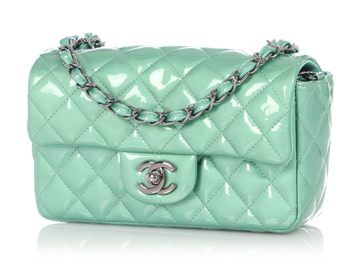 Chanel Mint Green Quilted Patent Leather Medium Classic Double Flap Bag  Chanel | The Luxury Closet