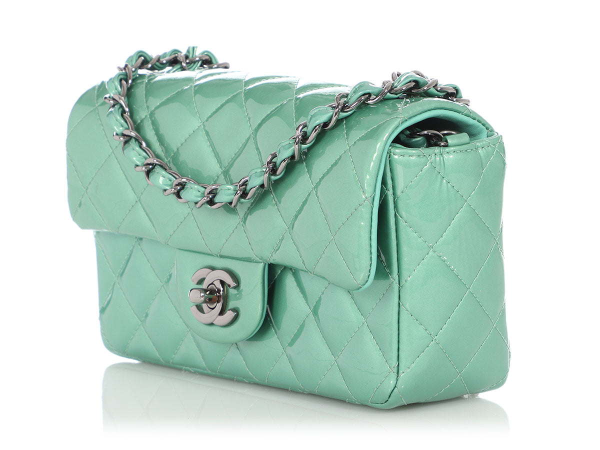 CHANEL 22C Grey Green Silver Mini Flap Iridescent Cloudy Goatskin Ombre  Metallic