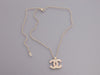 Chanel Crystal, Enamel, Pearl Tweed Logo Pendant Necklace