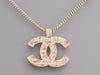 Chanel Crystal, Enamel, Pearl Tweed Logo Pendant Necklace