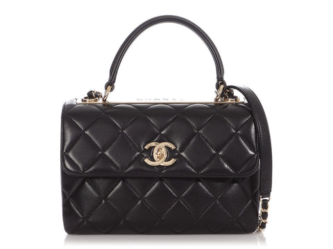 CHANEL Lambskin Quilted Top Handle Mini Vanity Case With Chain Black 766164