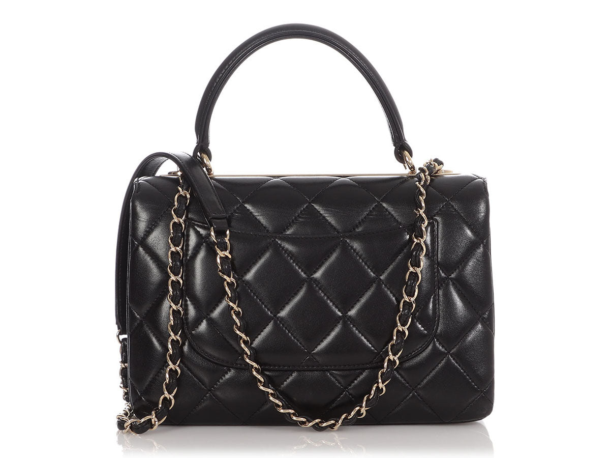 Chanel Lambskin Quilted Small Trendy CC Dual Handle Flap Bag Black