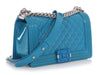 Chanel Old Medium Blue Patent Boy Bag