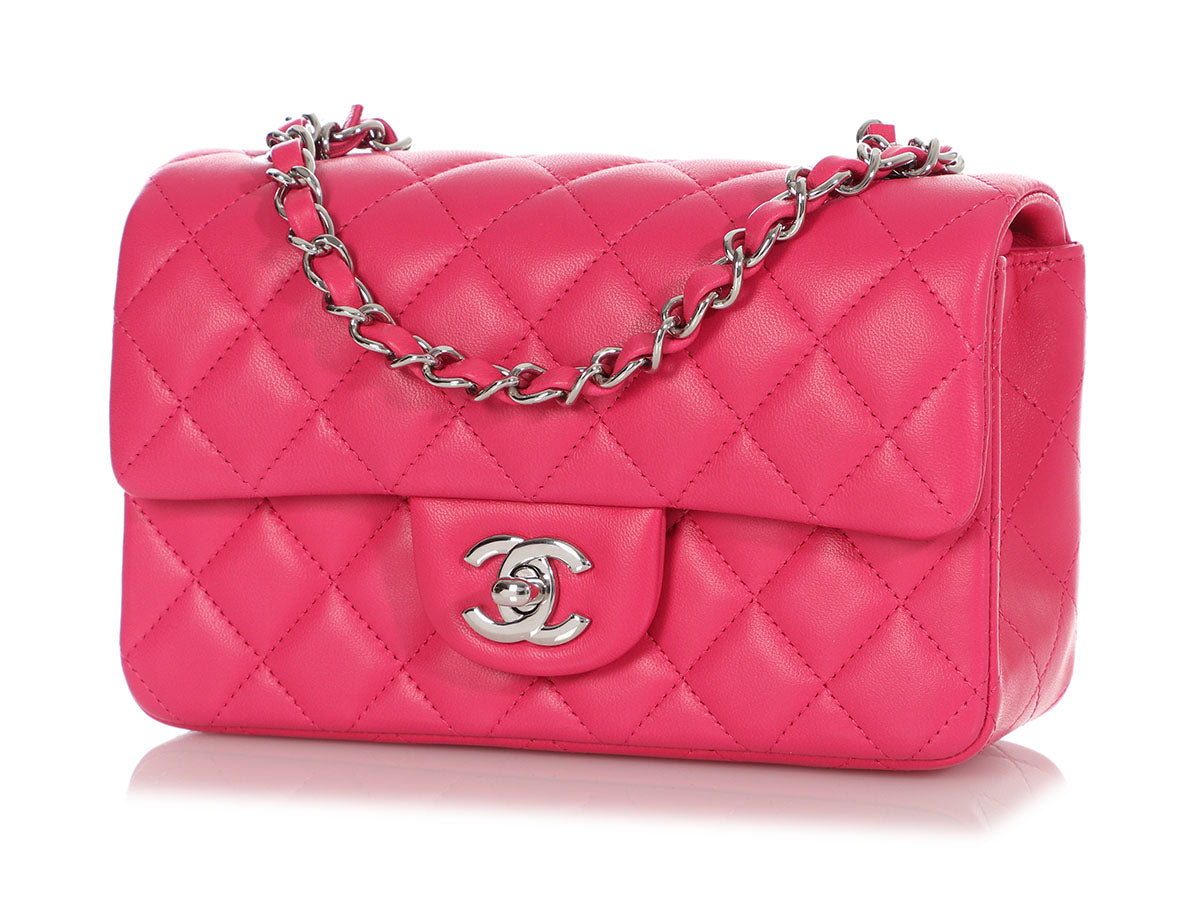 Chanel Mini Dark Pink Quilted Lambskin Rectangular Classic by Ann's Fabulous Finds