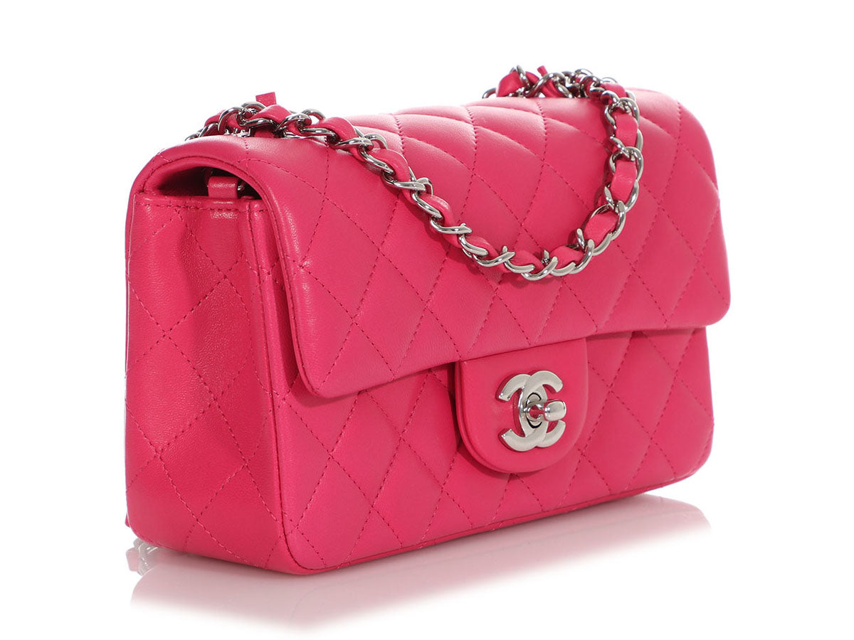 Chanel Black and Neon Pink Two Tone Quilted Flap Bag Chanel