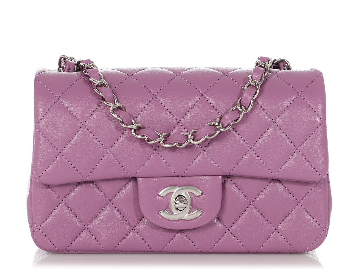 CHANEL Iridescent Lambskin Quilted Wallet On Chain WOC Purple 228213