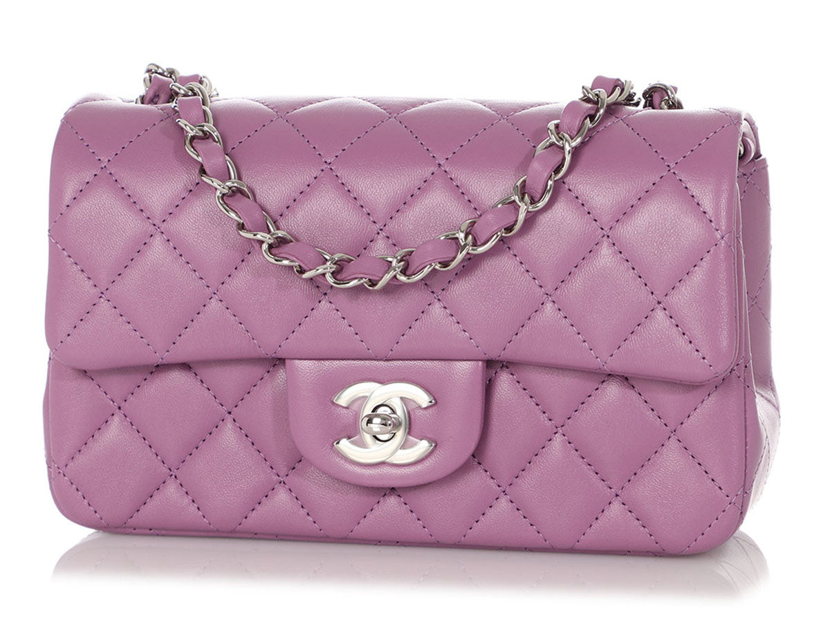 Auth. Chanel Boy Wallet on Chain Quilted Lambskin, Purple WOC Crossbody