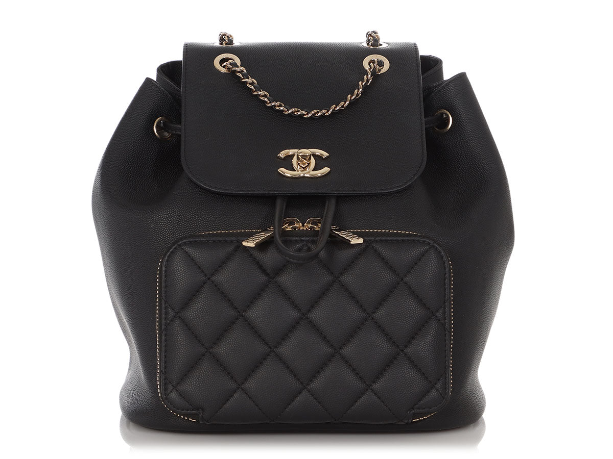 Chanel Beige Quilted Caviar Leather Business Affinity Backpack