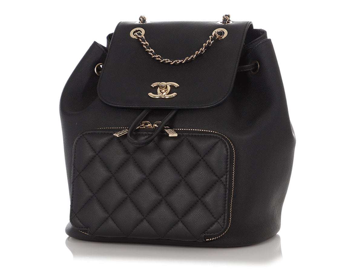 CHANEL Business Affinity Medium Black Caviar Champagne Hardware 2017 -  BoutiQi Bags