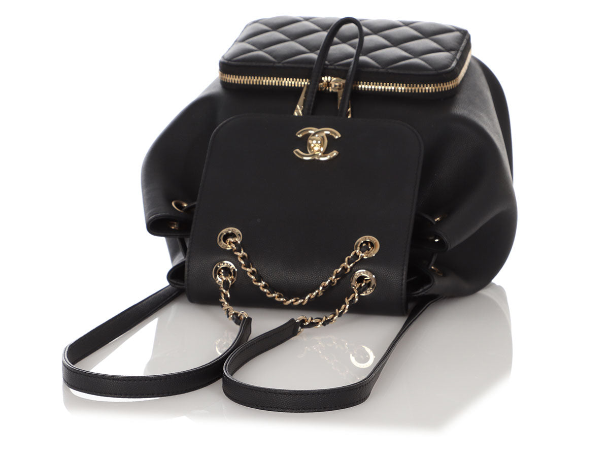 CHANEL Beige Quilted Caviar Leather Business Affinity Backpack at