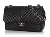 Chanel Jumbo Black Chevron-Quilted Lambskin Classic Double Flap