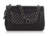 Chanel Jumbo Black Chevron-Quilted Lambskin Classic Double Flap