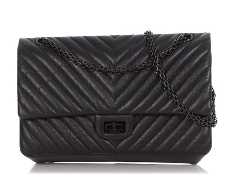 Chanel So Black Chevron-Quilted Aged Calfskin 2.55 Reissue 226