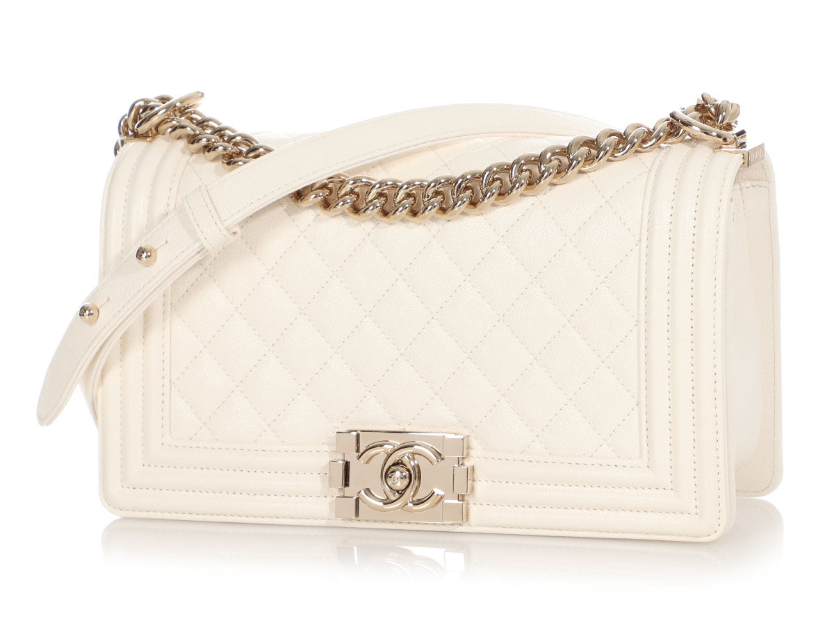 Chanel, Caviar Boy Bag with Aged Gold Hardware