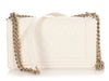 Chanel Old Medium White Quilted Caviar Boy Bag