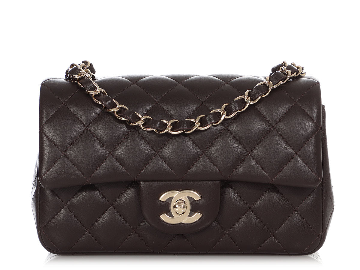 Chanel Mini Rectangular flap bag silver lambskin