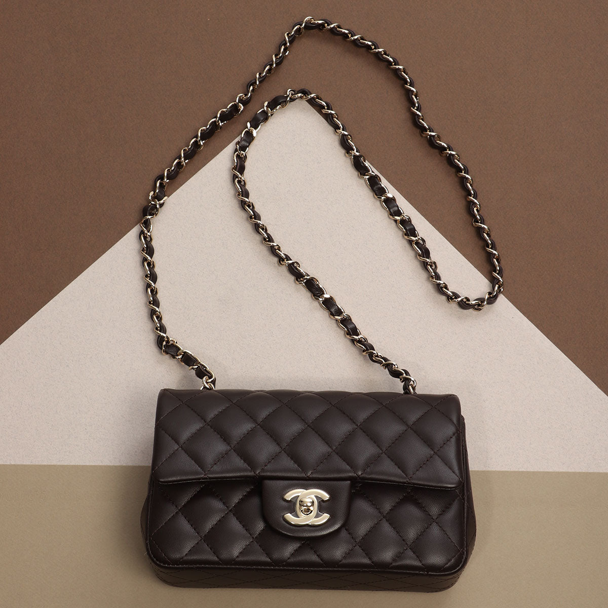 chanel flap bag brown new