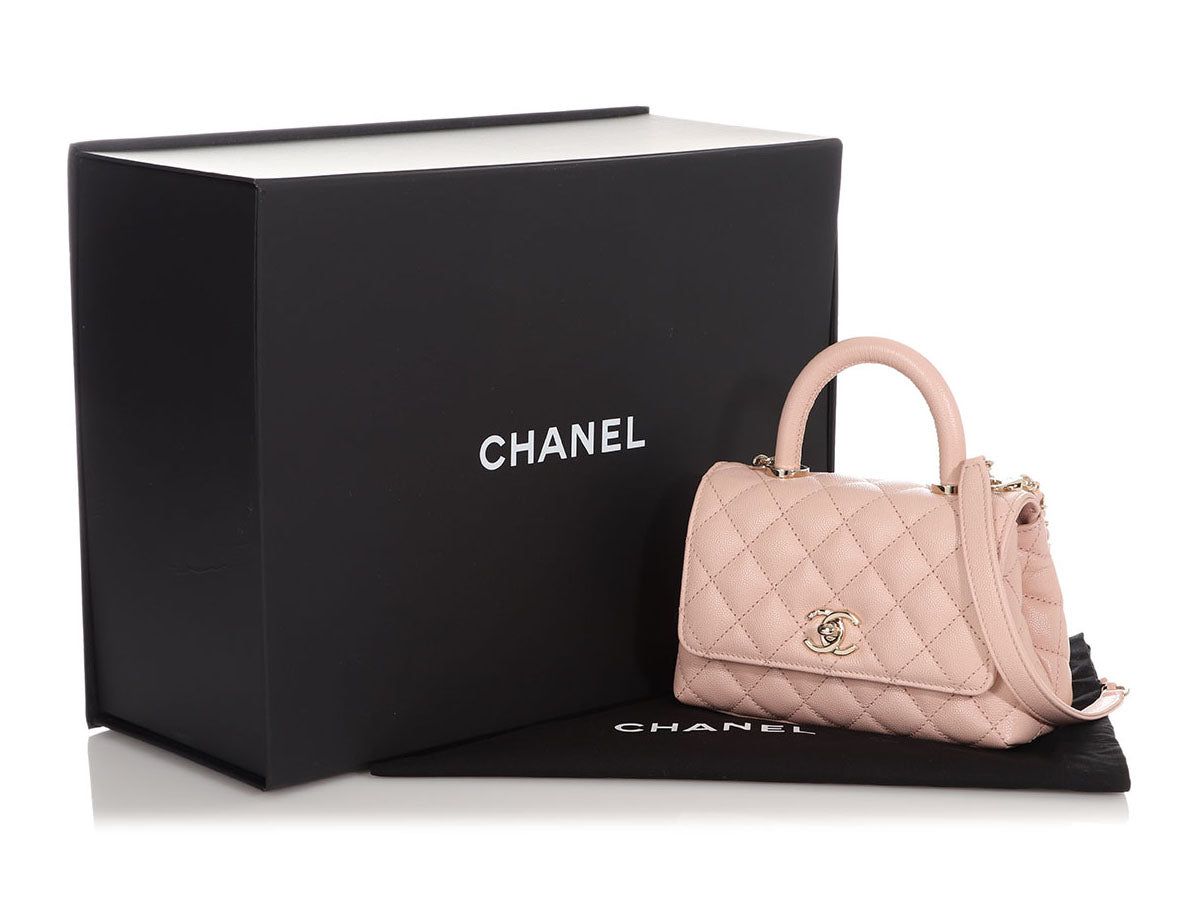 CHANEL Caviar Quilted Mini Coco Handle Flap Light Pink 772349