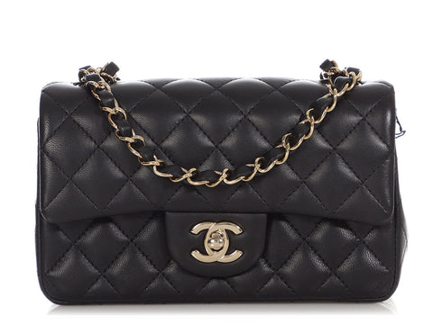 Chanel Mini Black Quilted Lambskin Rectangular Classic