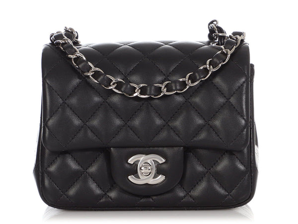 CHANEL Lambskin Quilted Mini Square Flap Black 74284