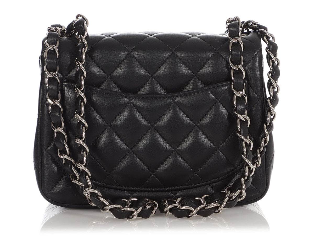 Chanel Light Grey Quilted Lambskin Mini Square Classic Flap Bag