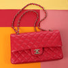 Chanel Medium/Large Red Raspberry Quilted Lambskin Classic Double Flap