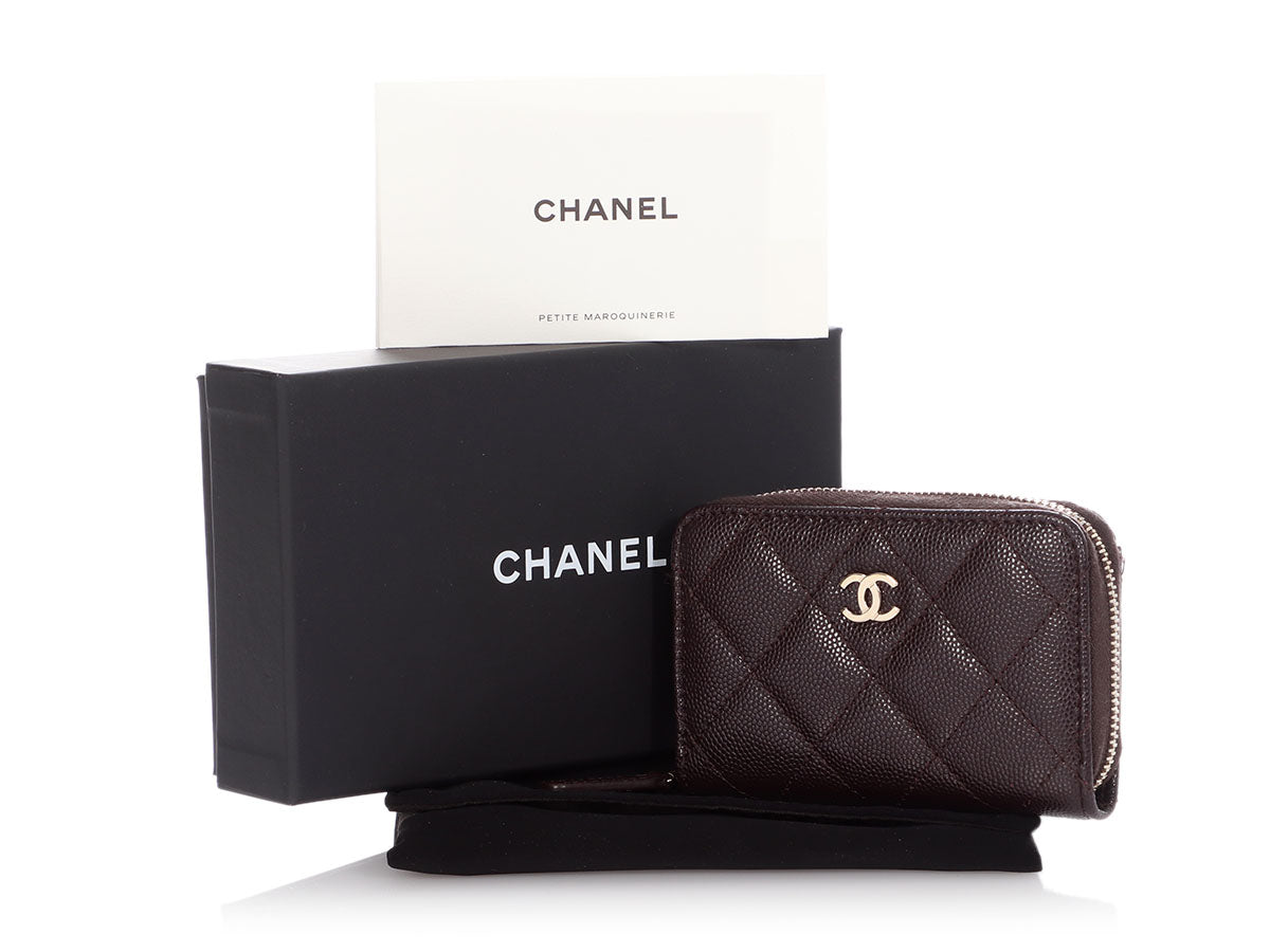 Chanel Brown Quilted Caviar Classic Zipped Coin Purse