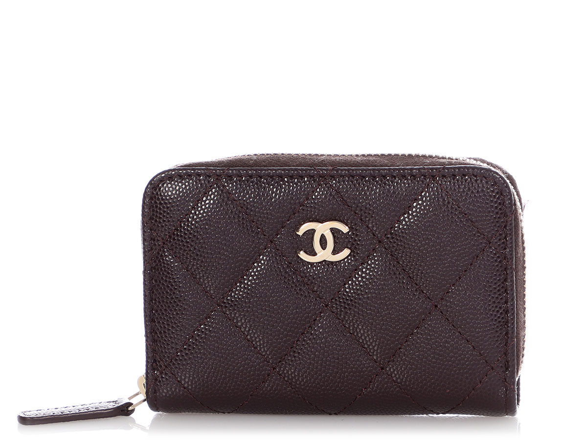 Chanel Brown Quilted Caviar Classic Zipped Coin Purse