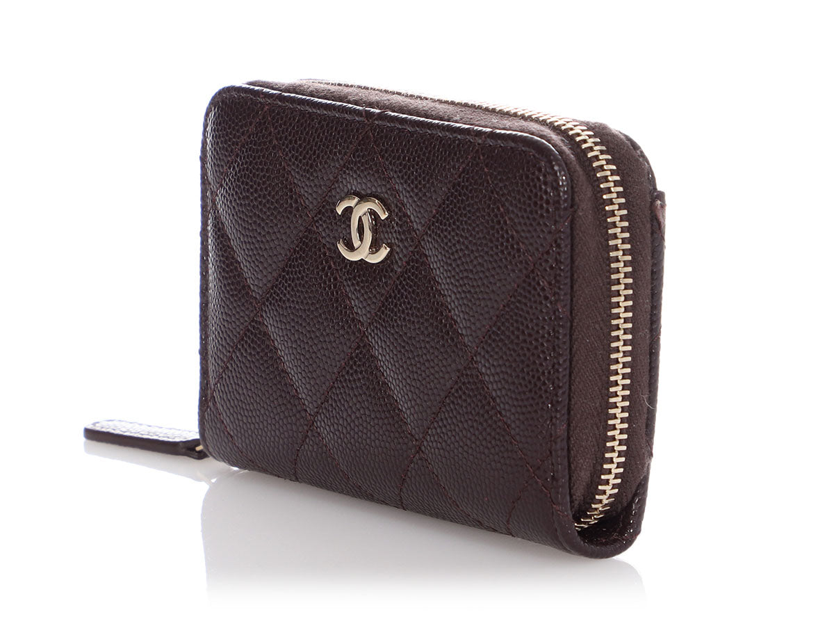 Chanel Black Quilted Caviar Leather Round Coin Purse - Yoogi's Closet