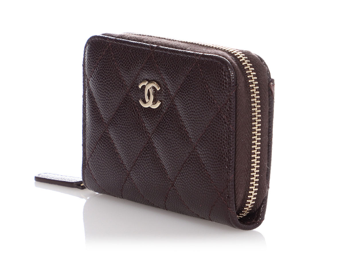 Chanel Brown Quilted Caviar Classic Zipped Coin Purse