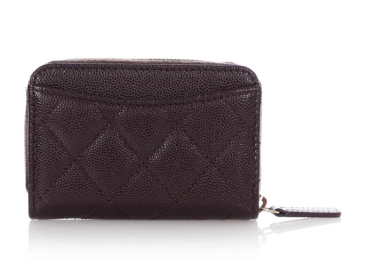 Chanel Brown Quilted Caviar Classic Zipped Coin Purse