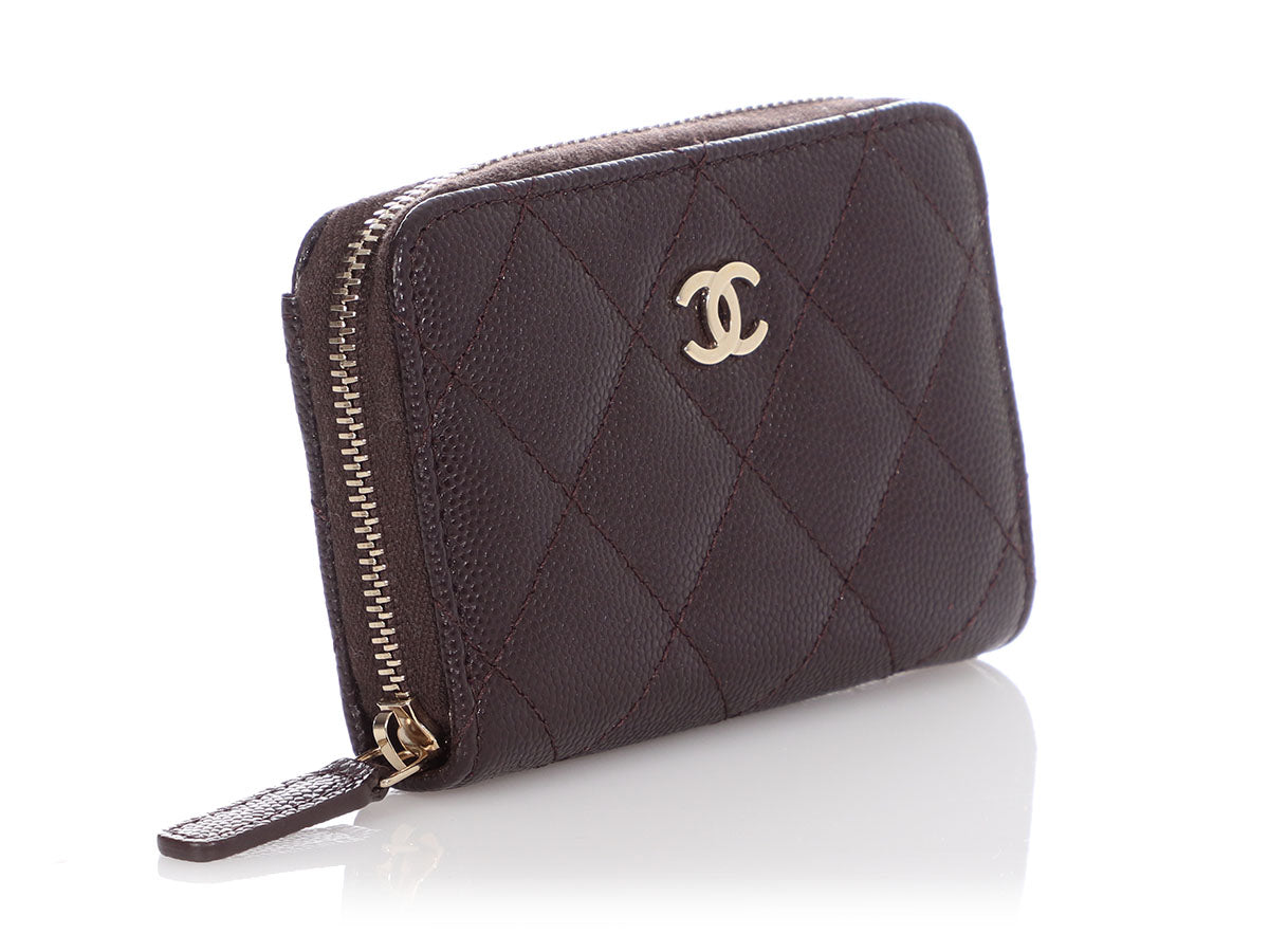 Chanel Brown Quilted Caviar Classic Zipped Coin Purse