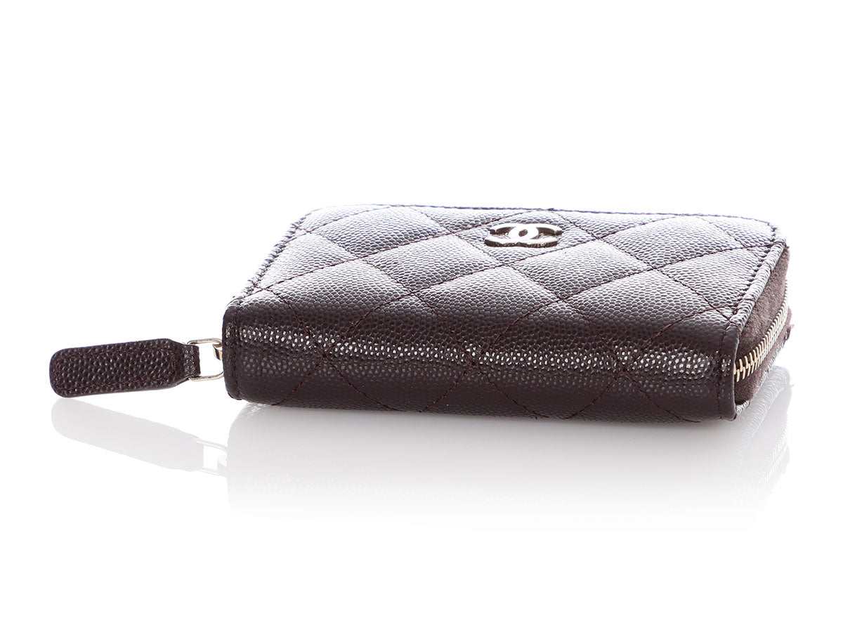 Chanel Brown Quilted Caviar Classic Zipped Coin Purse