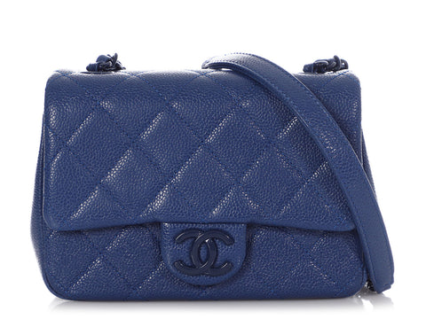 Chanel Dark Blue Quilted Caviar Incognito Mini Classic